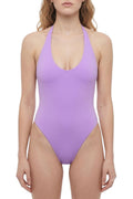 Purple Solid Swimwear 1