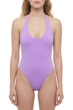 Purple Solid Swimwear 1