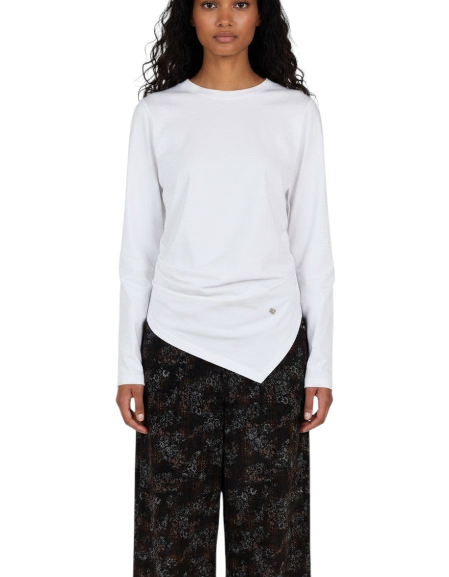 White Solid Crew Neck T-Shirt 2