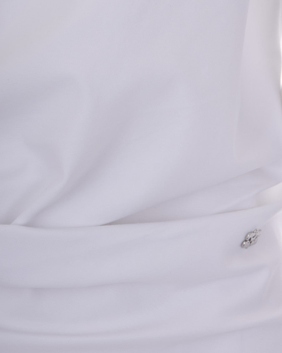White Solid Crew Neck T-Shirt 4