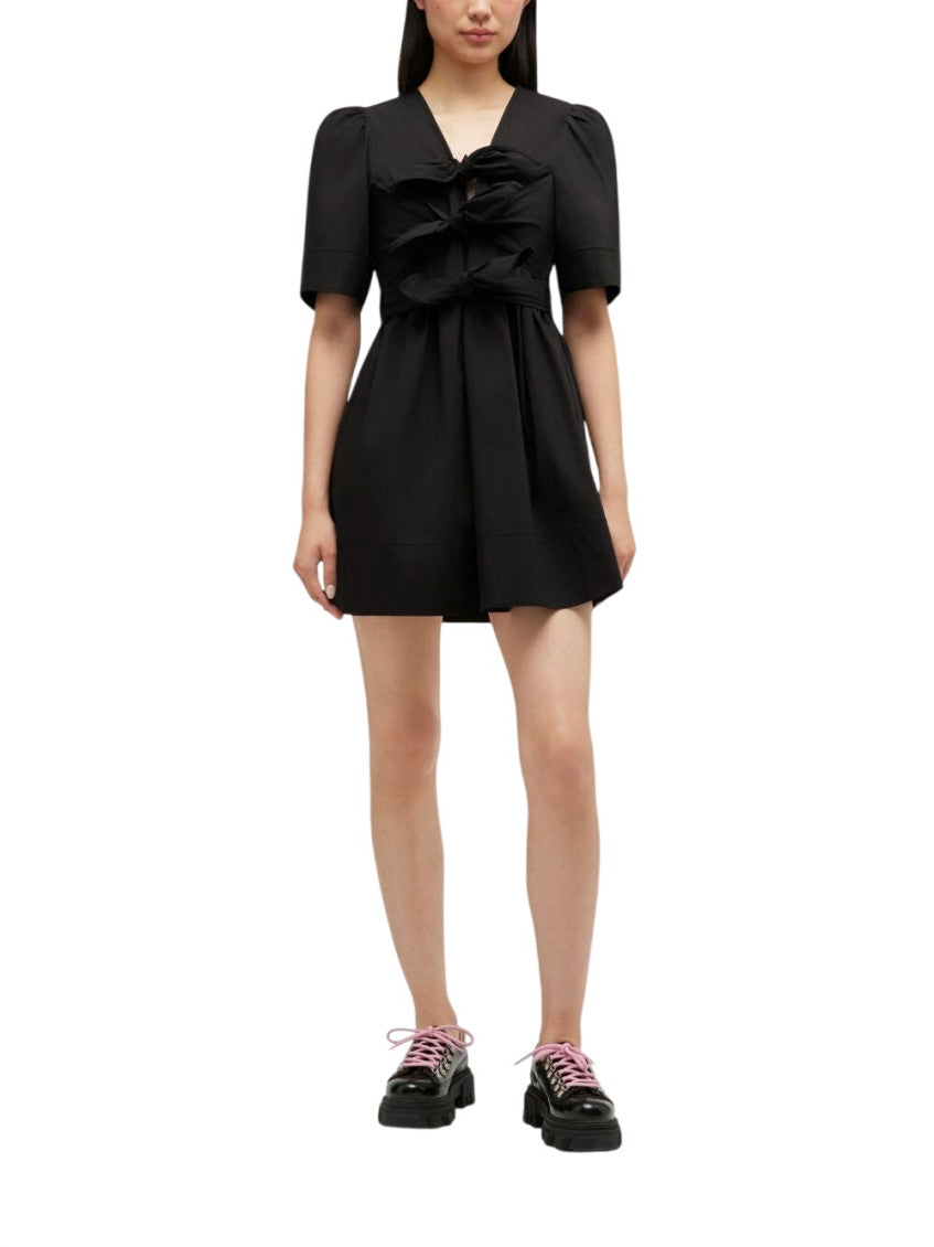 Black Solid V Neck Mini Dress 2