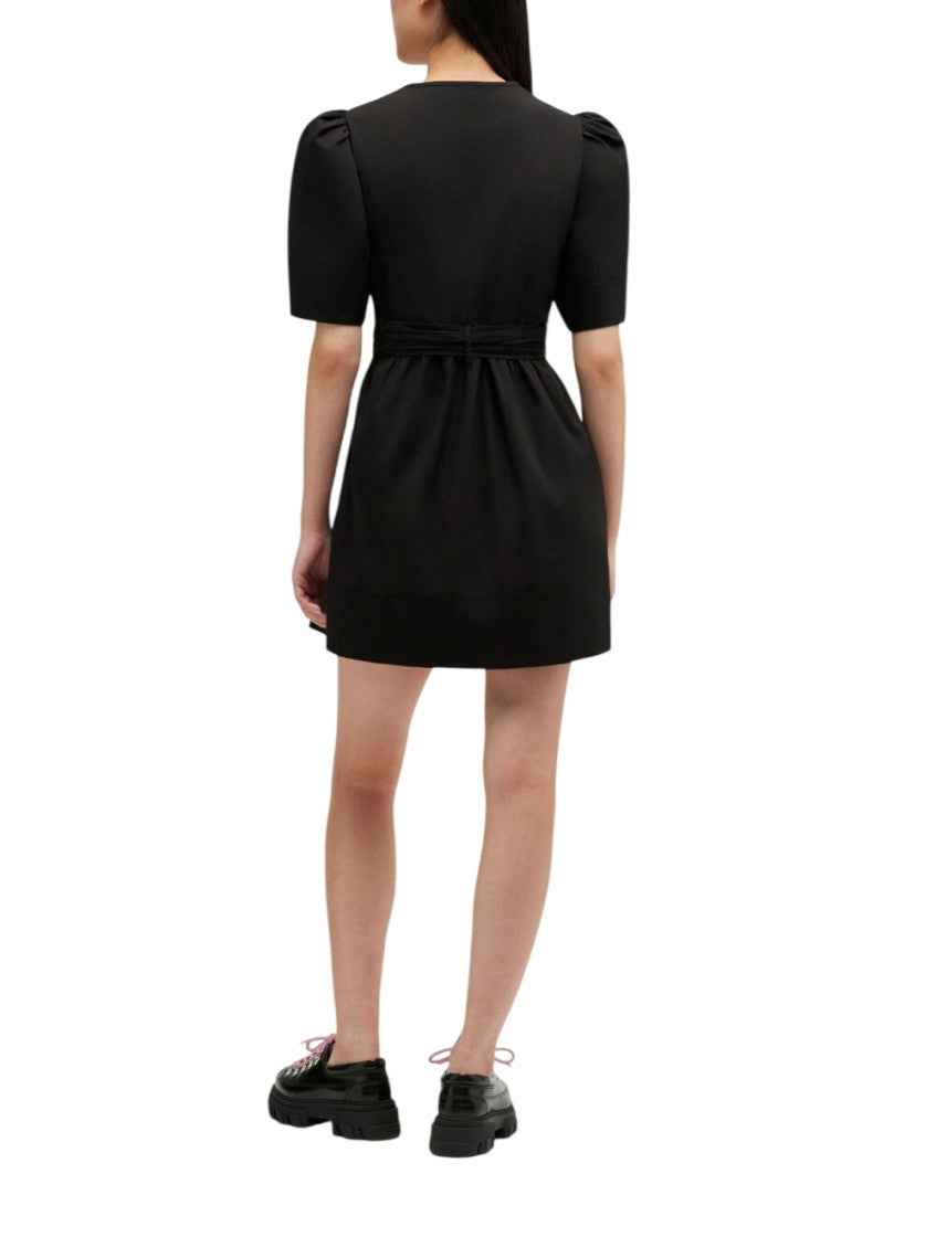 Black Solid V Neck Mini Dress 3