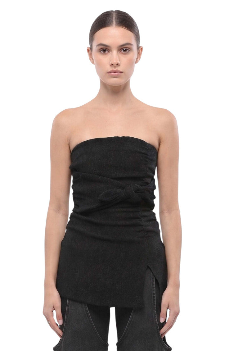 Black Solid Strapless Top 1