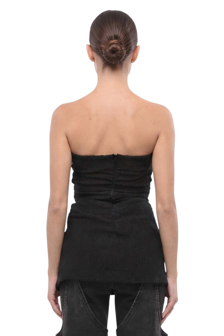 Black Solid Strapless Top 2