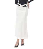 White Solid Midi Skirt 1