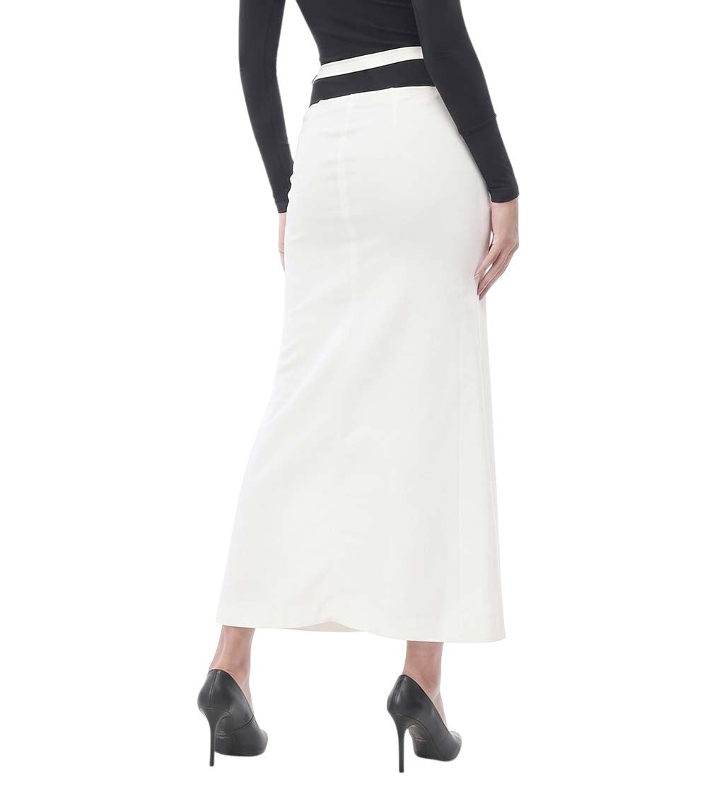 White Solid Midi Skirt 2