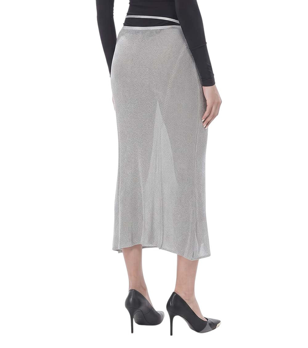 Silver Textured Midi Skirt 2