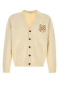 Beige Wool V-Neck Cardigan 1
