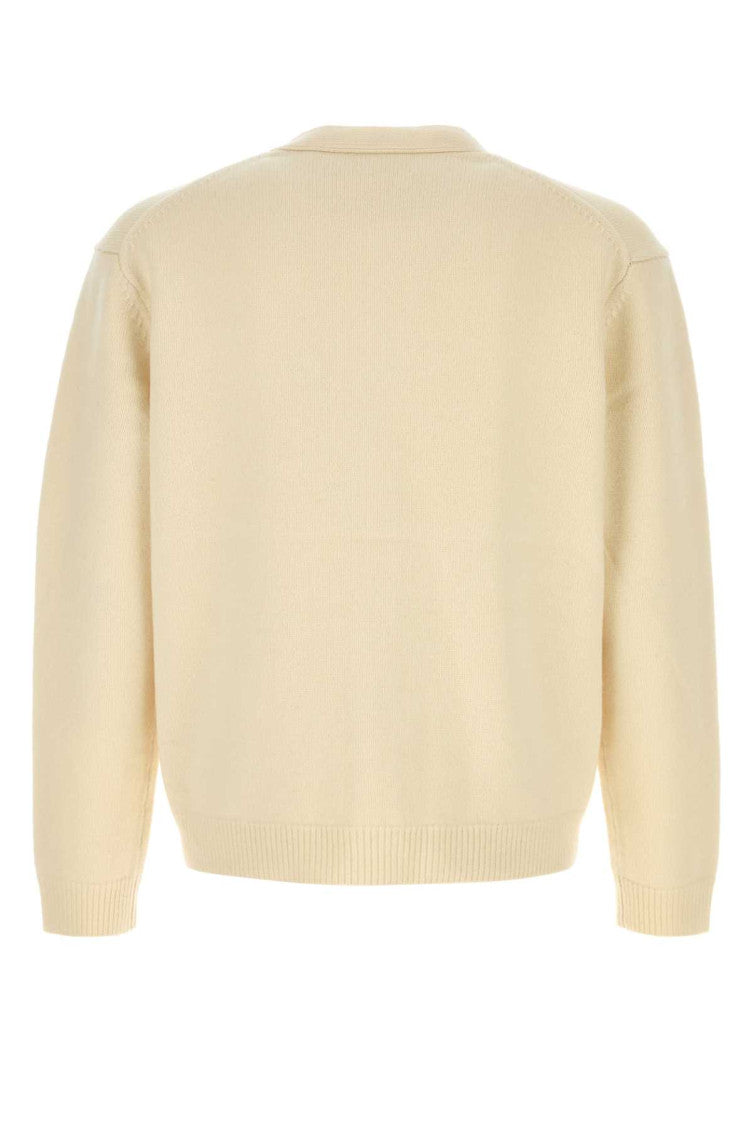 Beige Wool V-Neck Cardigan 2