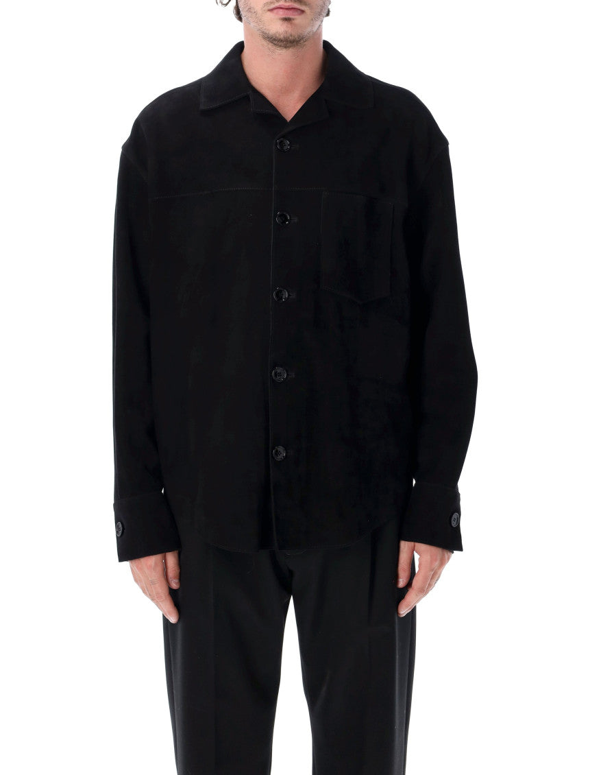 Black Solid Shirt Jacket 1