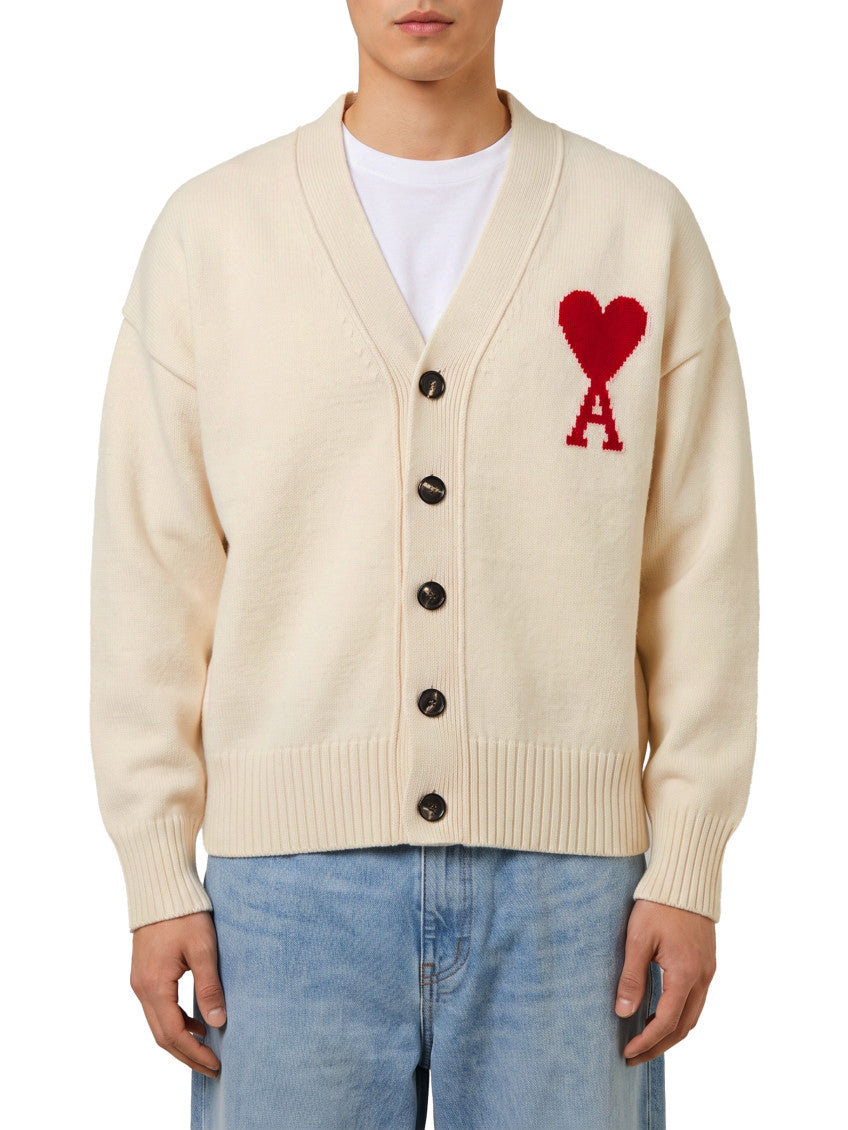 Off White V Neck Cardigan 1