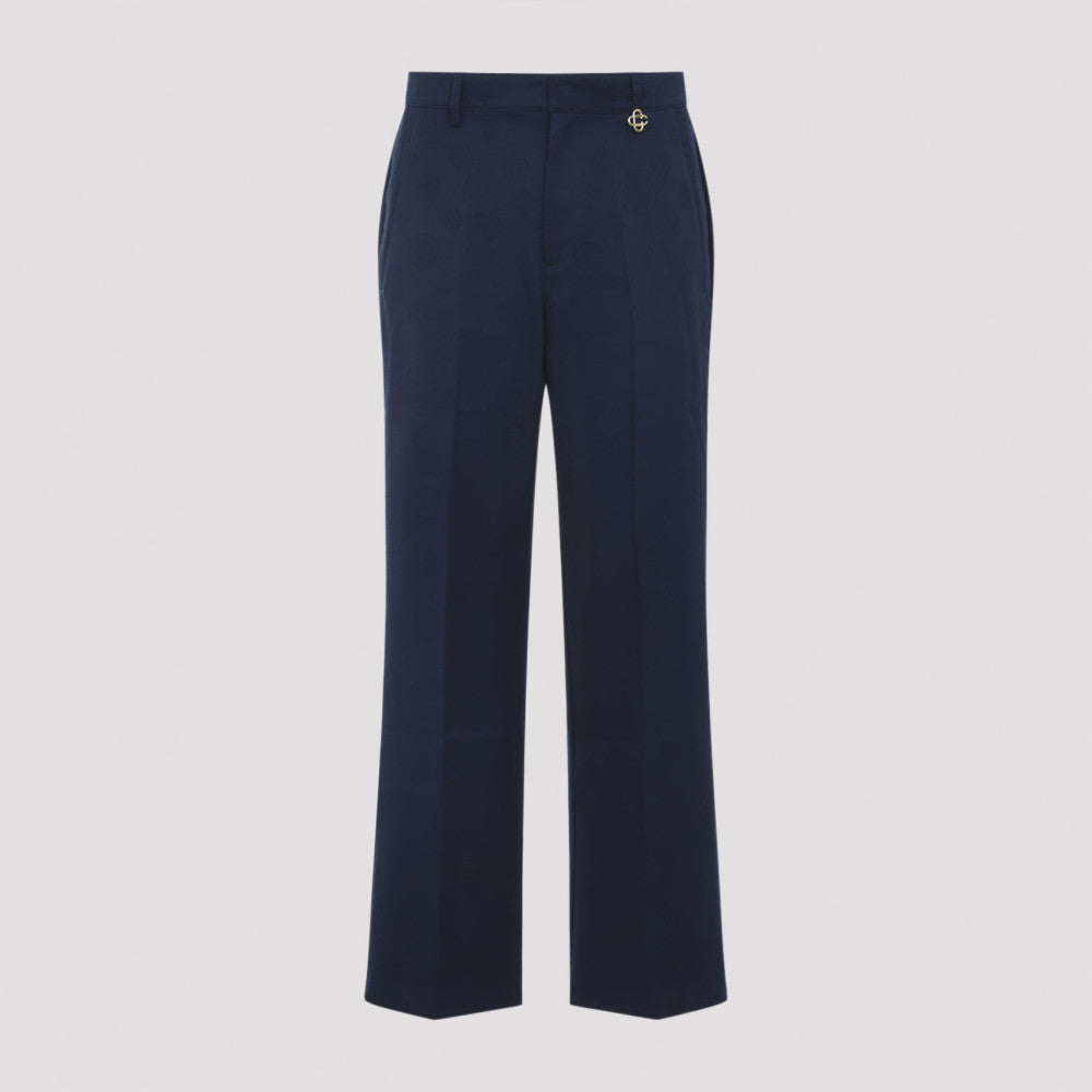 Navy Blue Monogram Pattern Pants 2