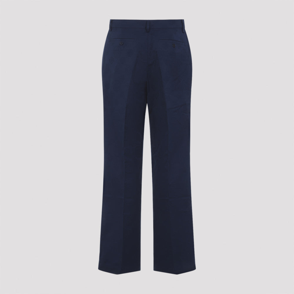 Navy Blue Monogram Pattern Pants 4