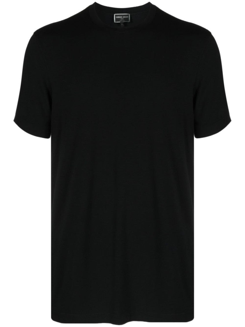 Black Round Neck Solid T-Shirt 1