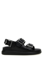 Black Buckles Leather Sandals 1
