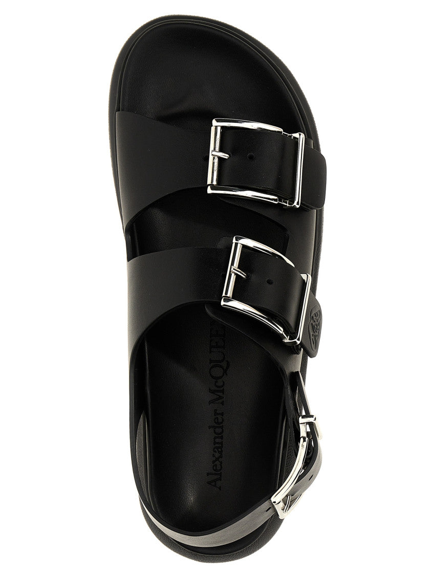 Black Buckles Leather Sandals 4