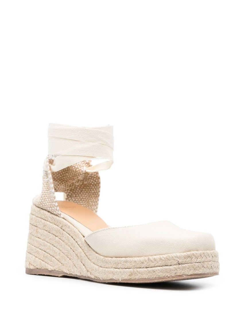 White Raffia Wedges 3