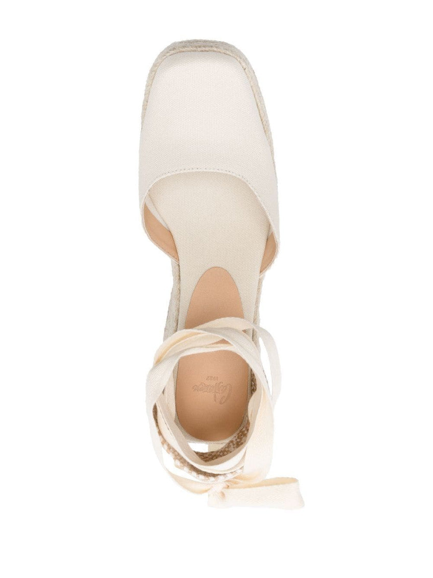 White Raffia Wedges 4