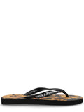 Black Printed Logo Slippers 1