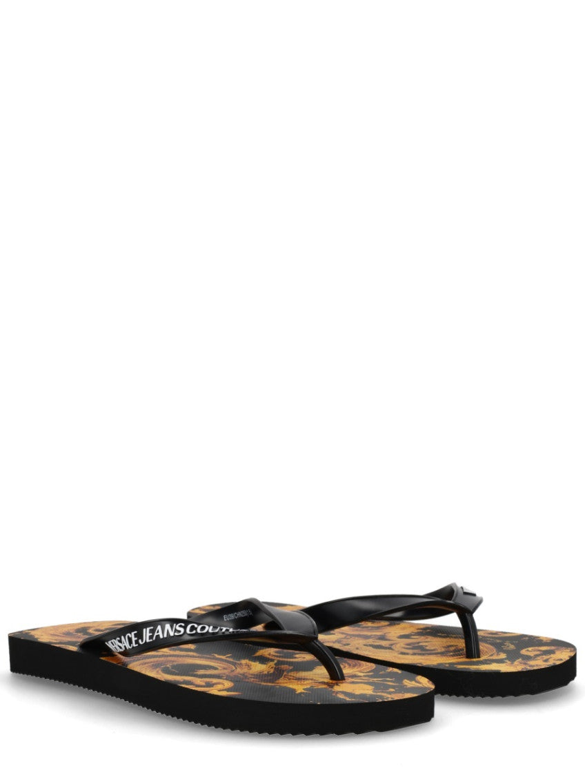Black Printed Logo Slippers 2
