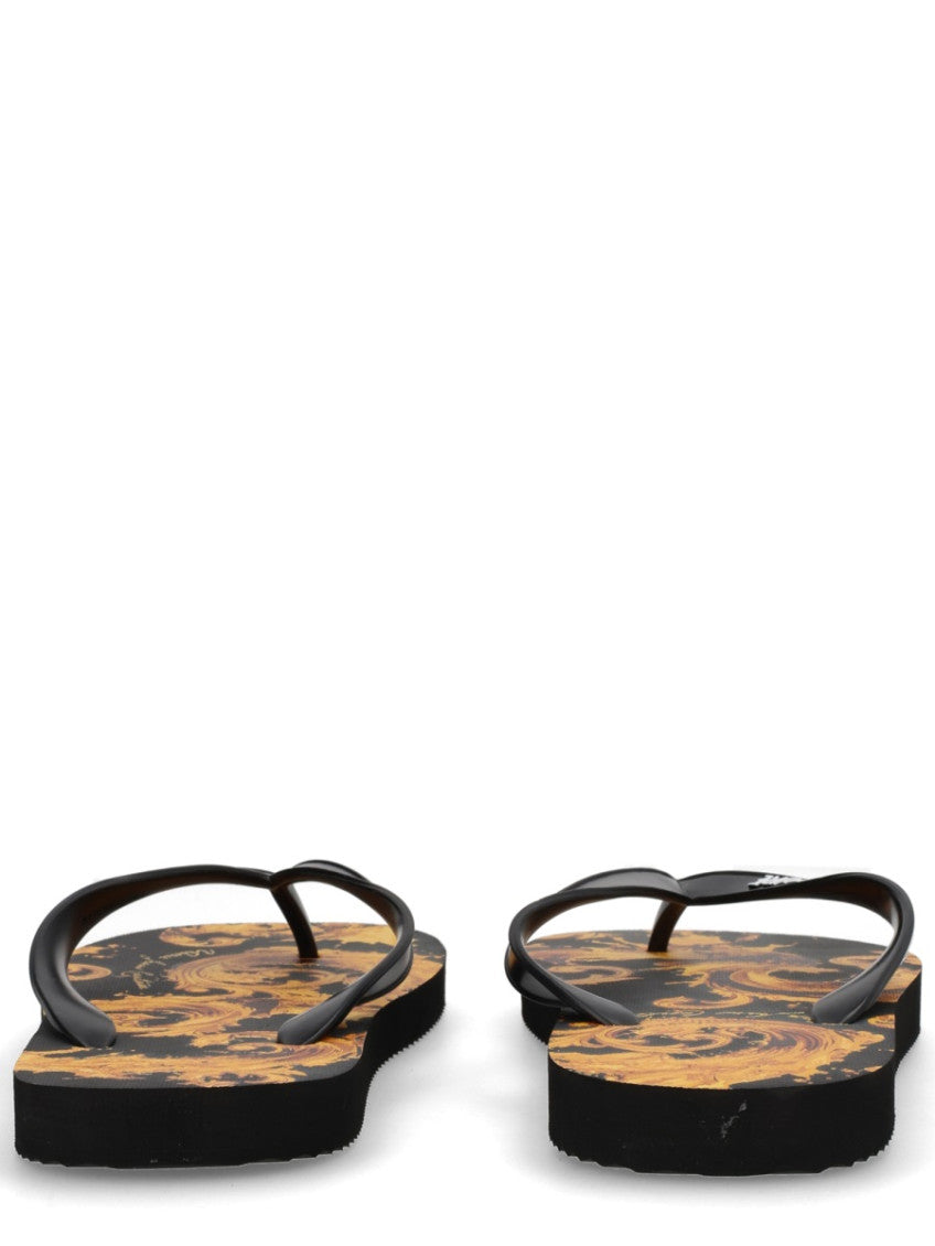 Black Printed Logo Slippers 4