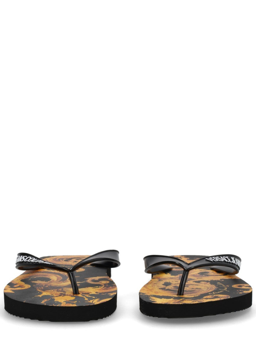 Black Printed Logo Slippers 5