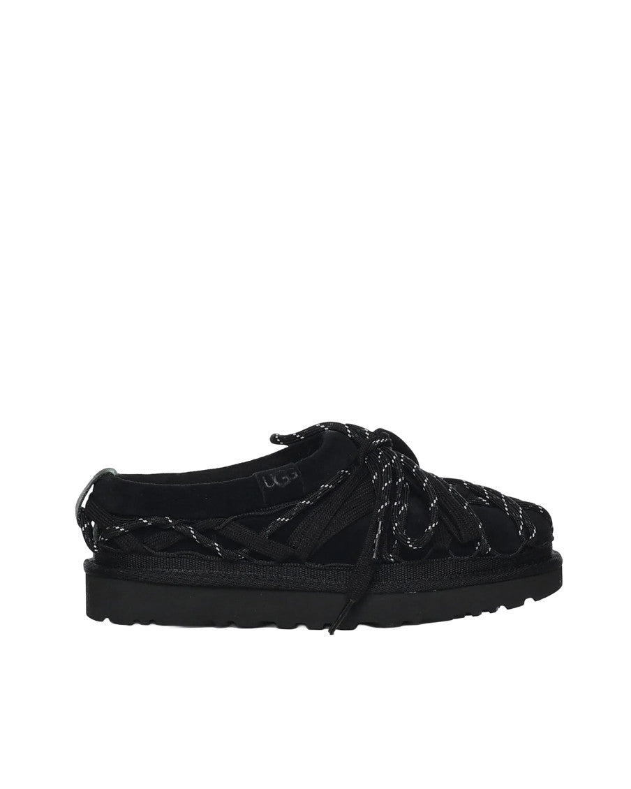 Black Lace Up Slippers 1