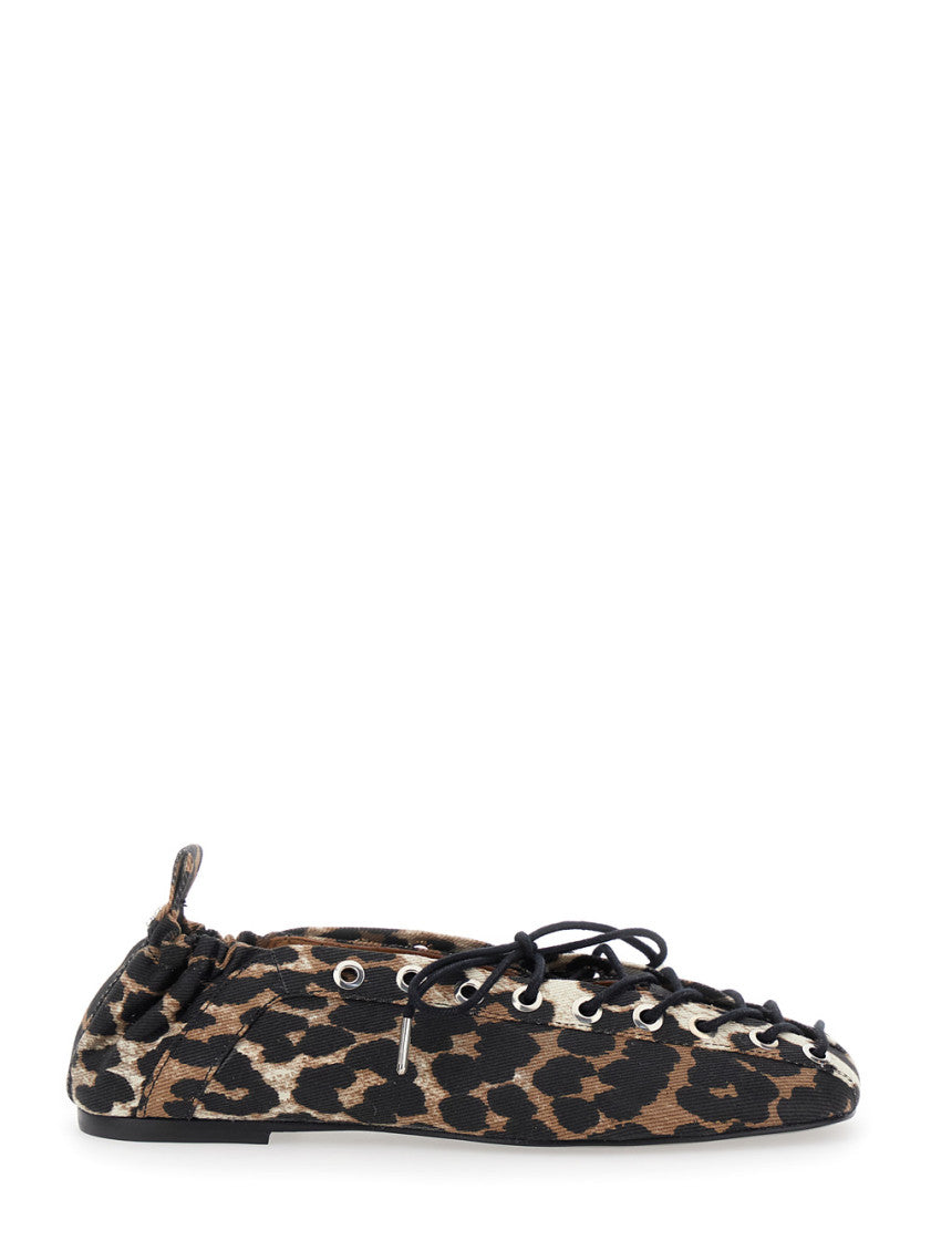 Leopard Print Lace-up Ballet Flats 1