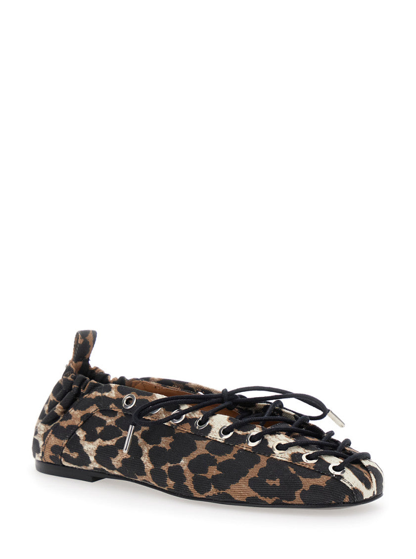 Leopard Print Lace-up Ballet Flats 2
