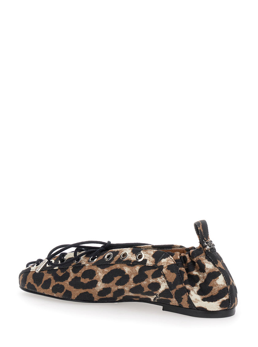 Leopard Print Lace-up Ballet Flats 3