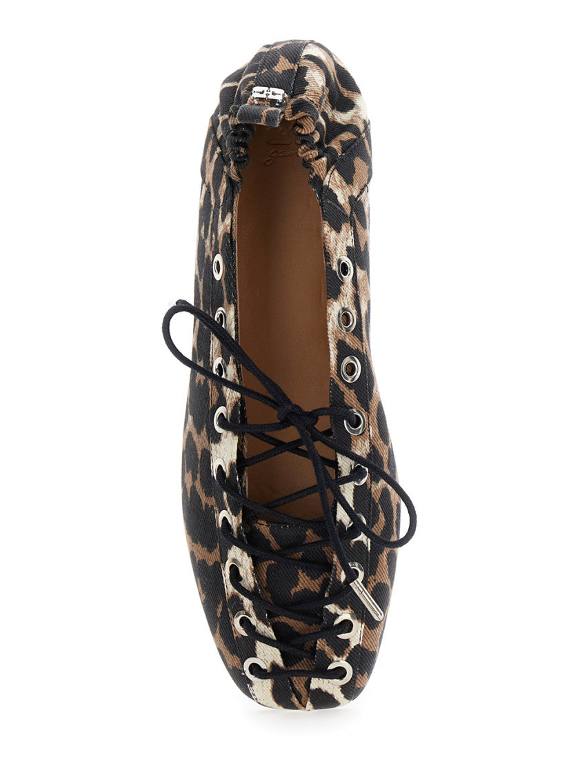 Leopard Print Lace-up Ballet Flats 4