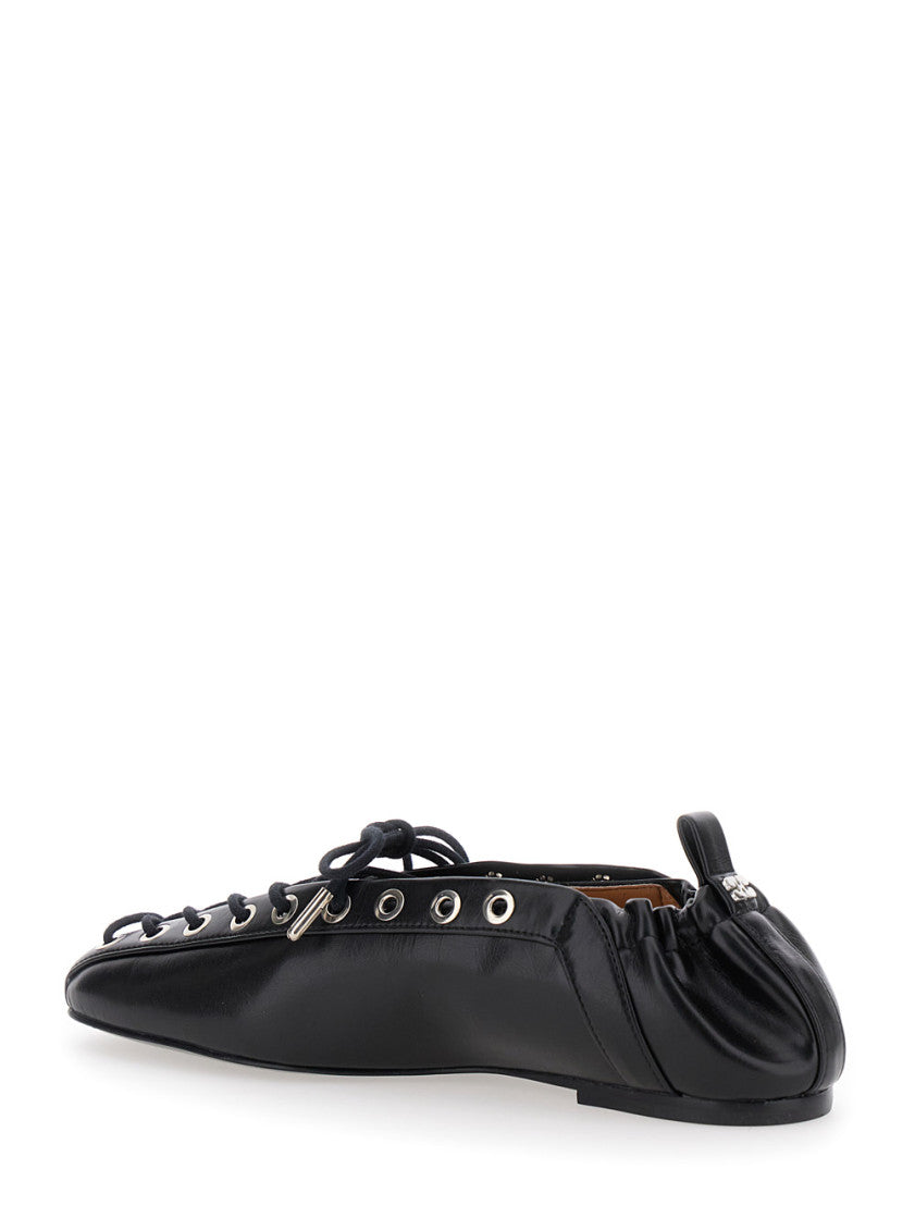 Black Lace-up Ballet Flats 3