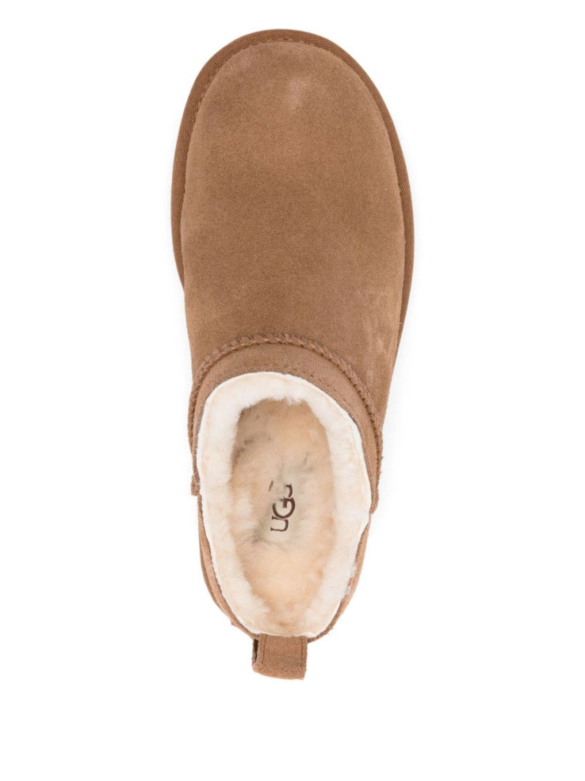 Brown Round-toe Micro Boots 4