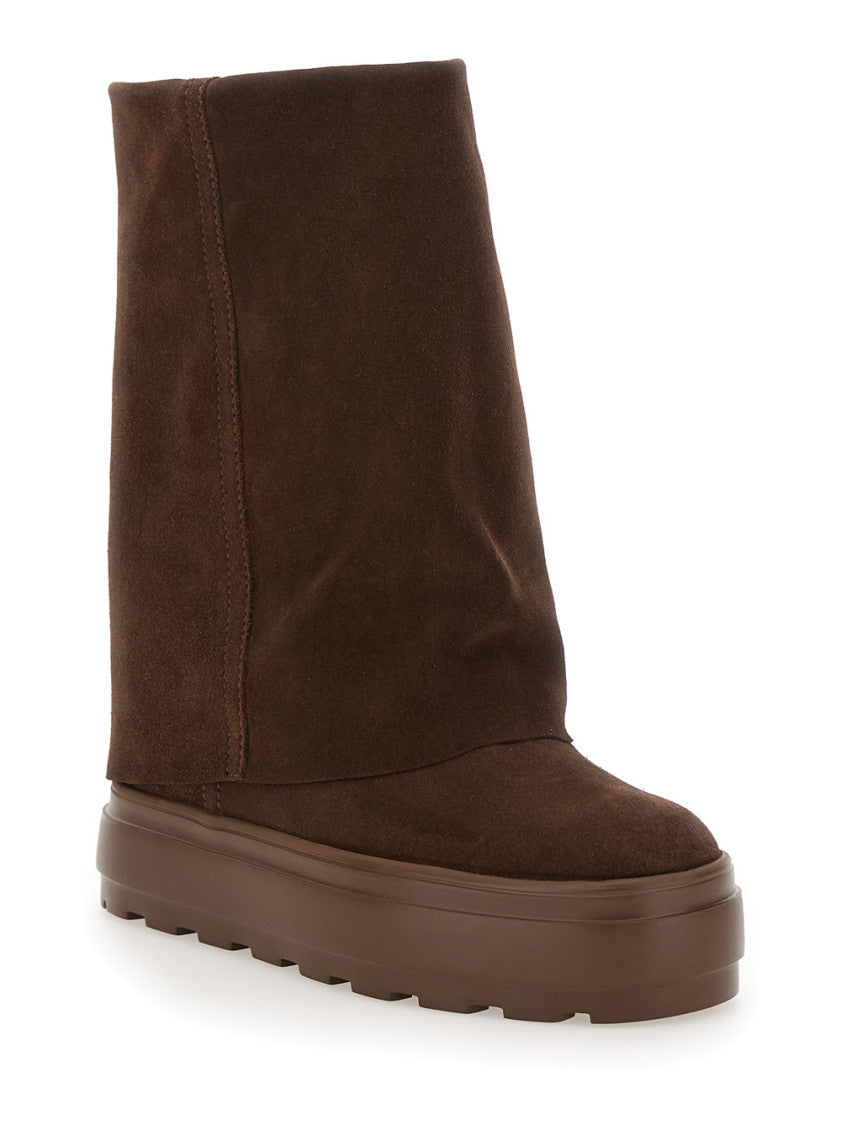 Brown Folded Ankle Boots 2
