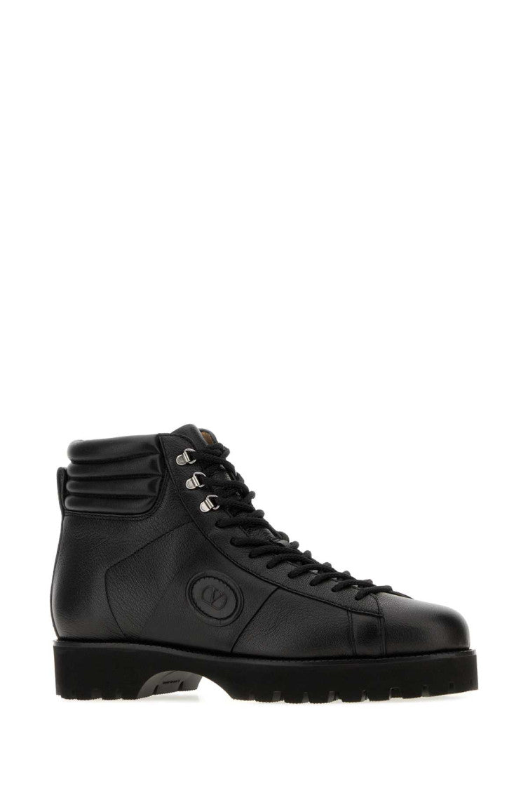 Black Leather Logo Boots 2