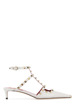 White Leather Rockstud Pumps 1