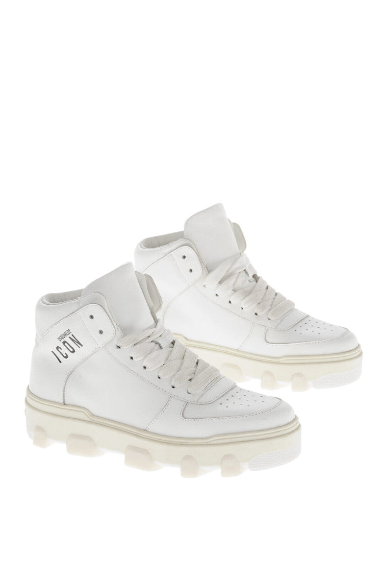 White High-Top Leather Sneakers 2