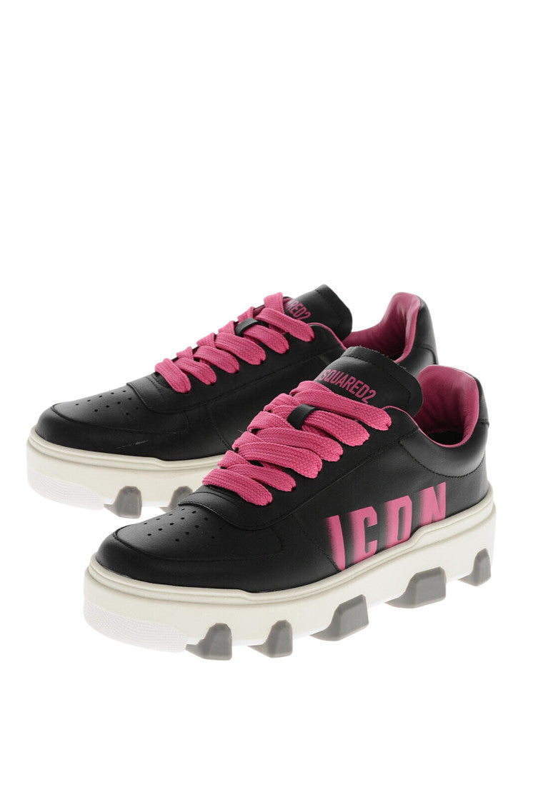Black Leather Low-Top Sneakers 2