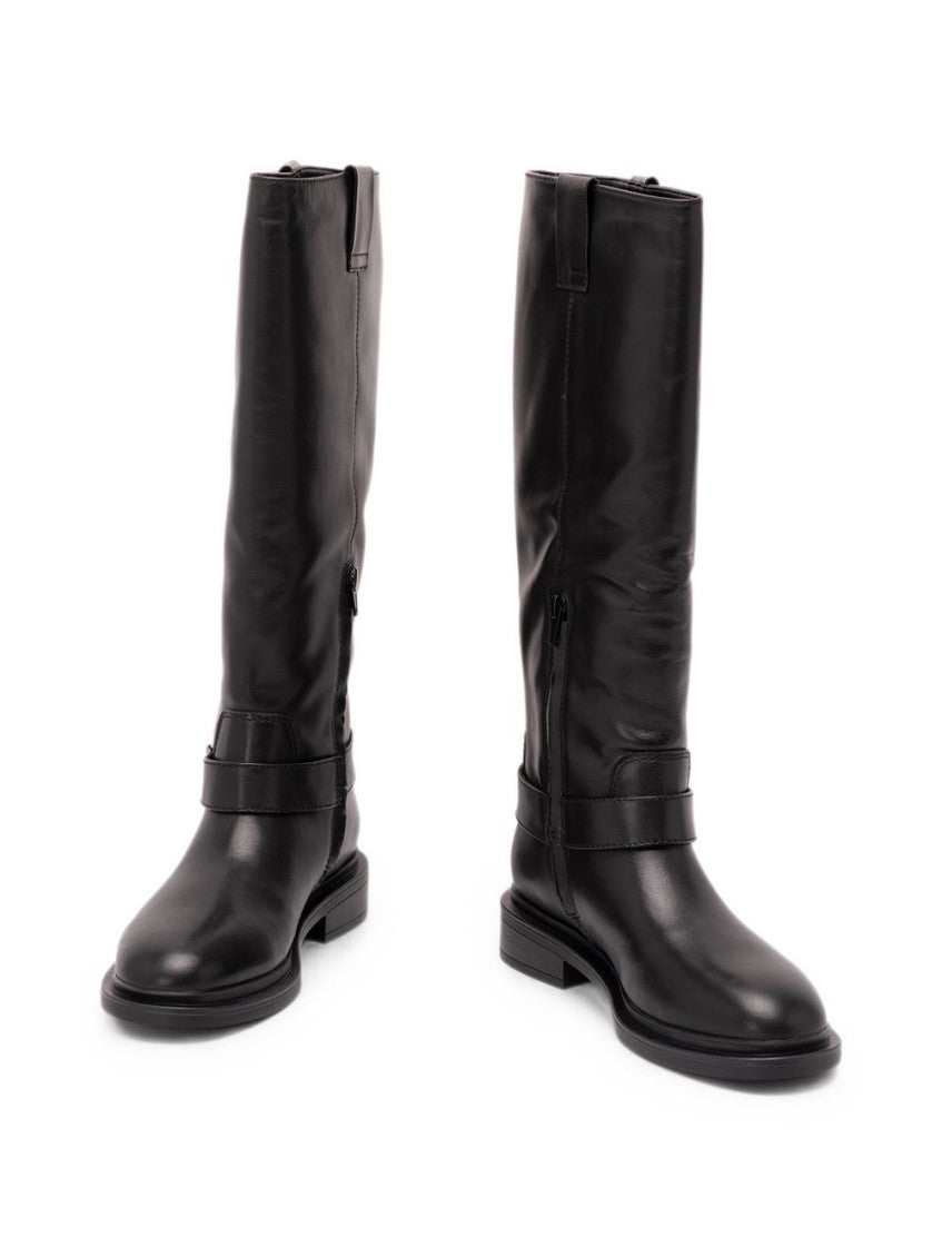 Black Logo Leather Boots 2