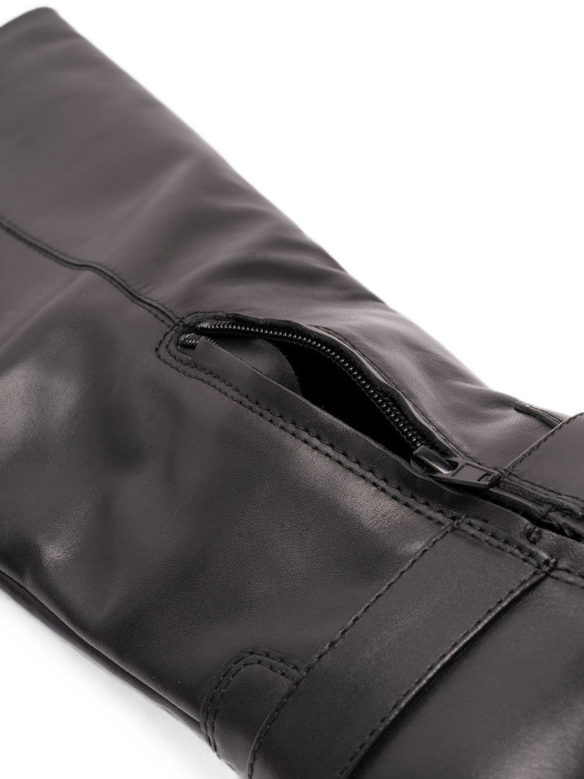 Black Logo Leather Boots 3