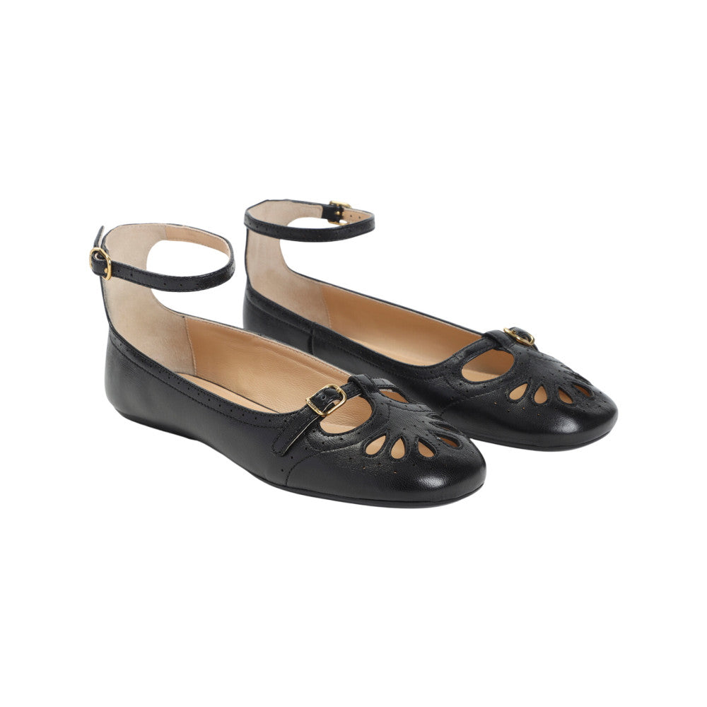 Black Perforated Ballet Flats 2