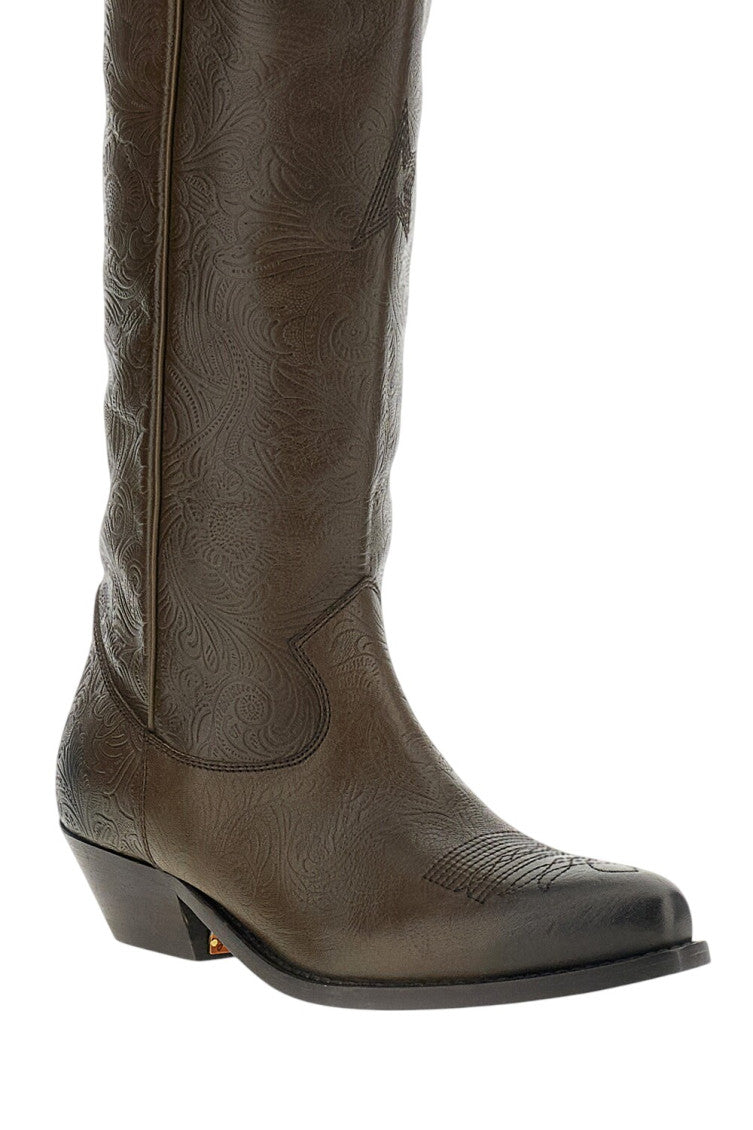 Dark Brown Textured Boots 4