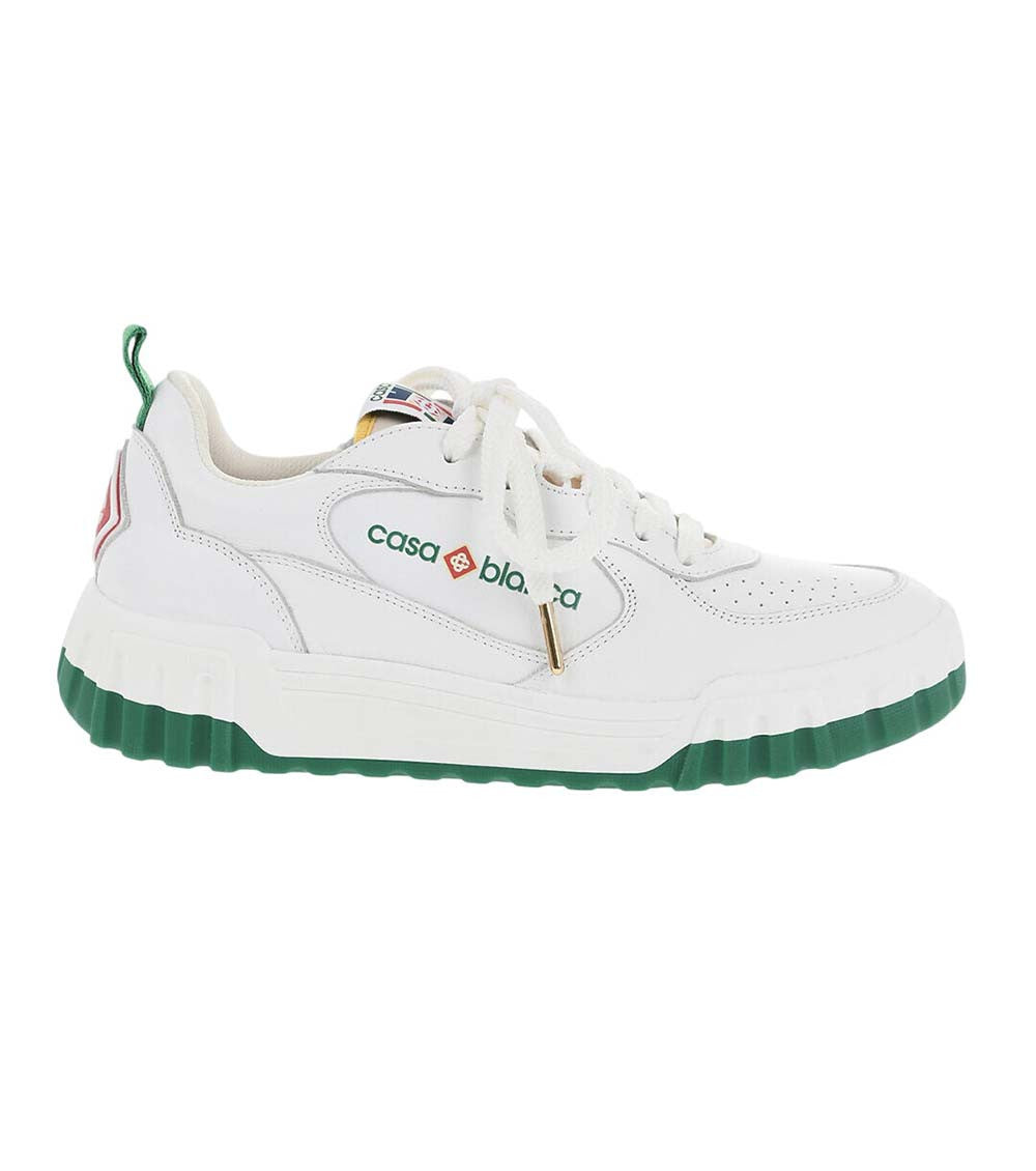 White Logo Leather Sneakers 1