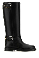 Black Buckled Leather Boots 1