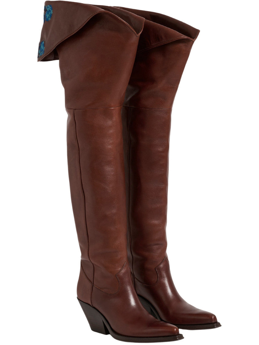 Brown Embroidered Azelan Boots 2