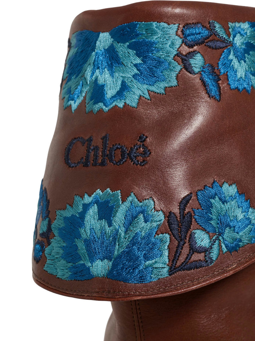 Brown Embroidered Azelan Boots 4