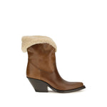Brown Shearling Trim Boots 1