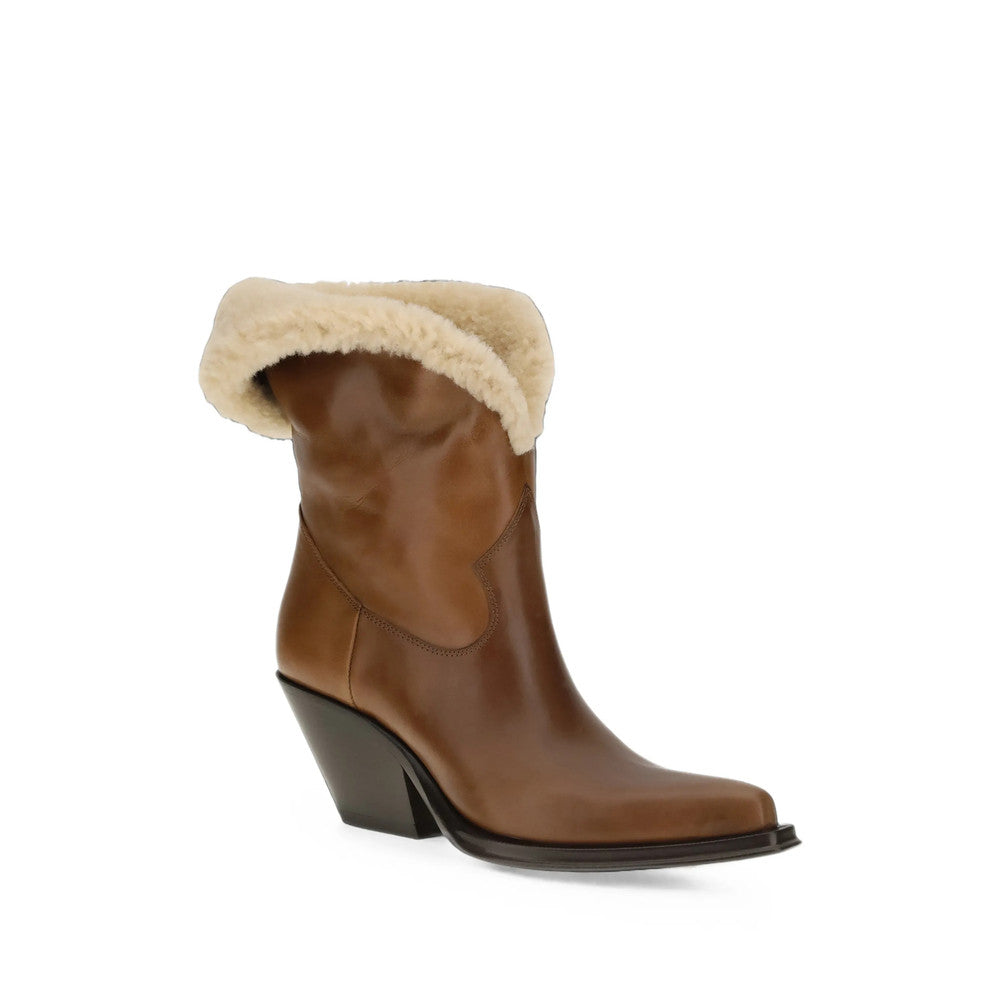 Brown Shearling Trim Boots 2
