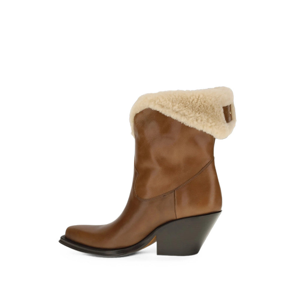 Brown Shearling Trim Boots 3