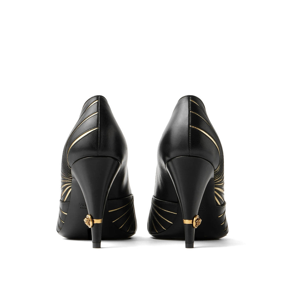 Black Embellished Medusa Pumps 4